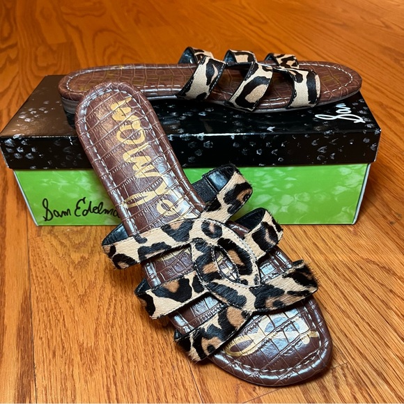 Sam Edelman Shoes - Sam Edelman Leopard Print Strappy Slide Sandals - Brown/Tan/Black